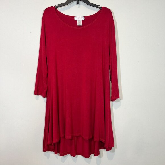Top It Off S Mini Dress Womens High Low Red Casual Tunic Top Size Small - Picture 5 of 7